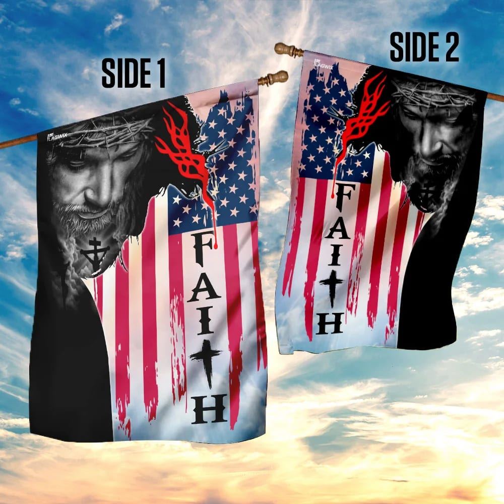 Faith Jesus Christ American House Flags, Christian Flag, Scripture Flag, Garden Banner