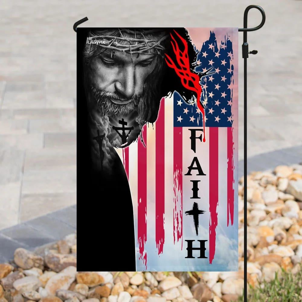 Faith Jesus Christ American House Flags, Christian Flag, Scripture Flag, Garden Banner