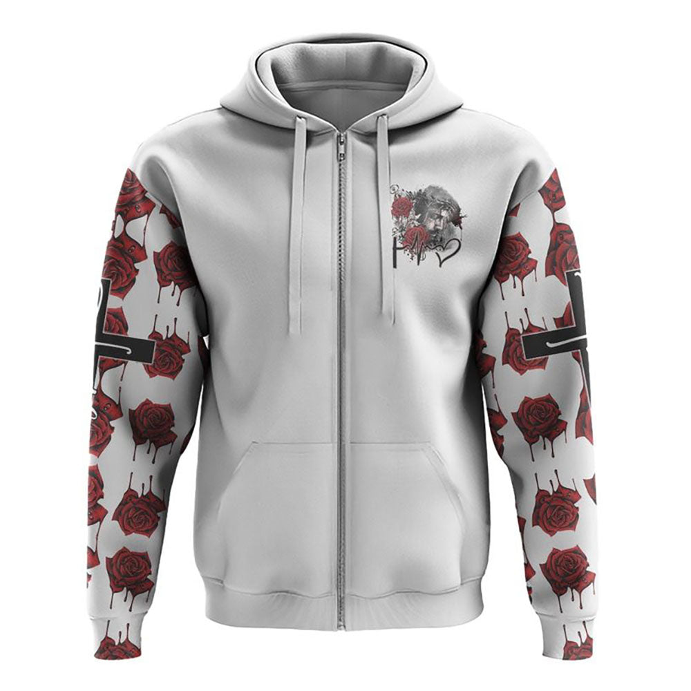 Faith Jesus Rose Watercolor All Over Print 3D Hoodie, Christian Hoodie, Christian Sweatshirt, Bible Verse Shirt