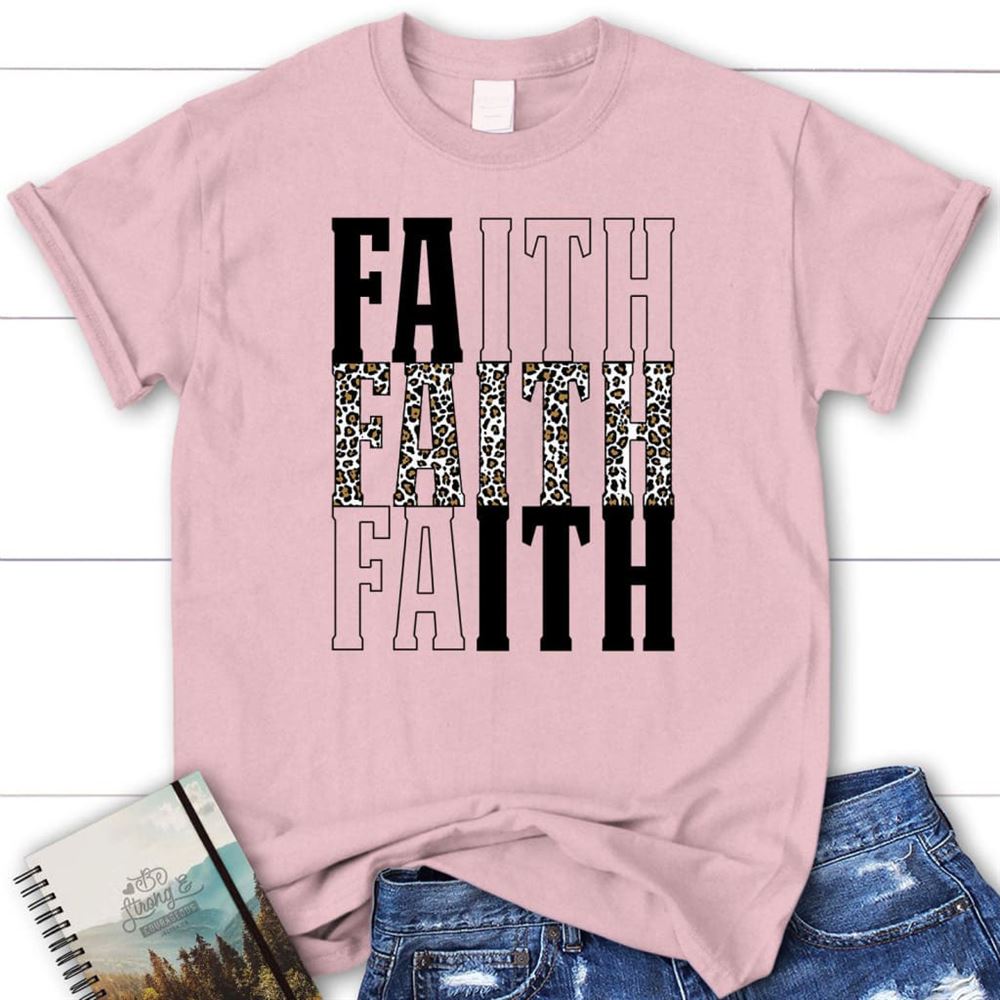Faith Leopard T Shirt, Blessed T Shirt, Bible T shirt, T shirt Women