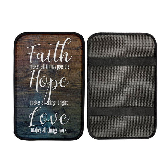 Faith Makes All Things Possible Hope Makes All Things Bright Car Center Console Cover, Cross Car Interior Accessories