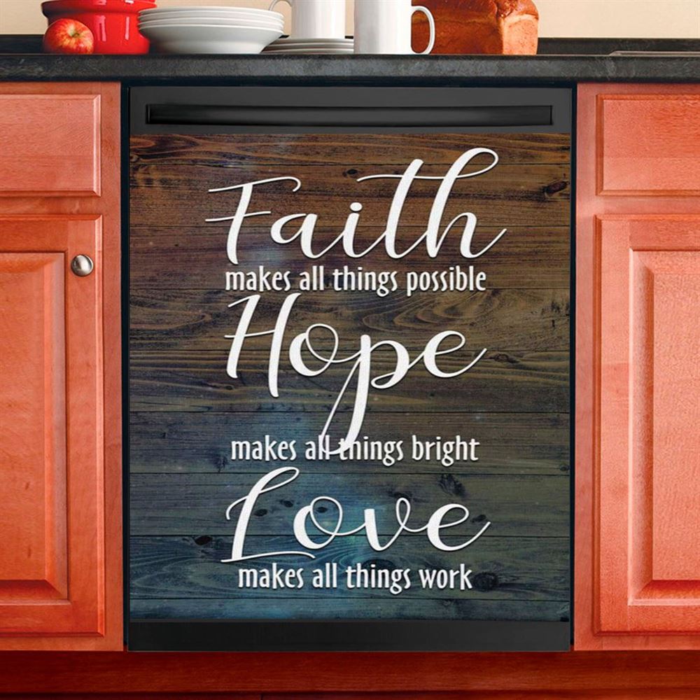 Faith Makes All Things Possible Hope Makes All Things Bright Dishwasher Cover, Bible Verse Dishwasher Magnet Cover, Scripture Kitchen Decor