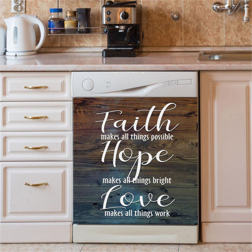 Faith Makes All Things Possible Hope Makes All Things Bright Dishwasher Cover, Bible Verse Dishwasher Magnet Cover, Scripture Kitchen Decor