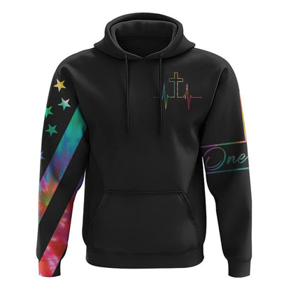 Faith One Nation Under God Tie Dye Flag All Over Print 3D Hoodie, Christian Hoodie, Christian Sweatshirt, Bible Verse Shirt