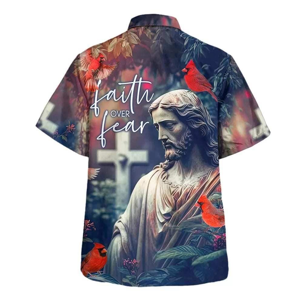 Faith Over Fear Bible Verse Hummingbird Hawaiian Shirt For Men, Christian Hawaiian Shirt, Gift For Christian