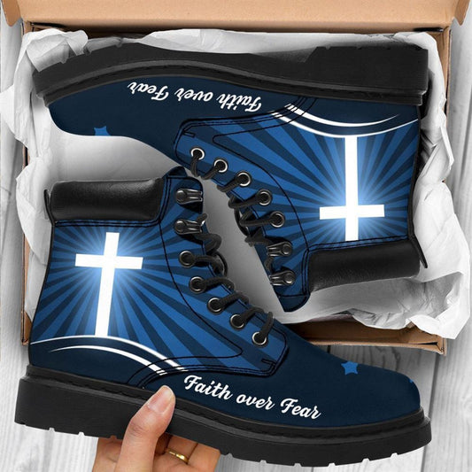 Faith Over Fear Boots, Christian Fashion Shoes, Christian Lifestyle Boots, Bible Verse Boots, Christian Apparel Boots