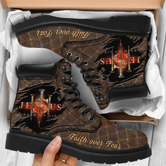 Faith Over Fear Boots, Jesus Christ Shoes, Christian Lifestyle Boots, Bible Verse Boots, Christian Apparel Boots