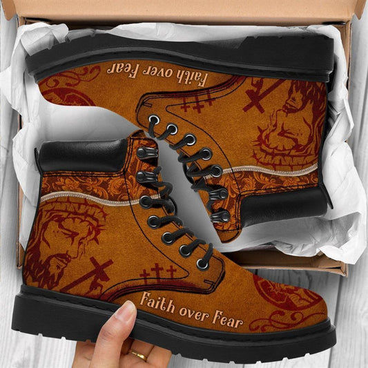 Faith Over Fear Christian Boots, Christian Lifestyle Boots, Bible Verse Boots, Christian Apparel Boots