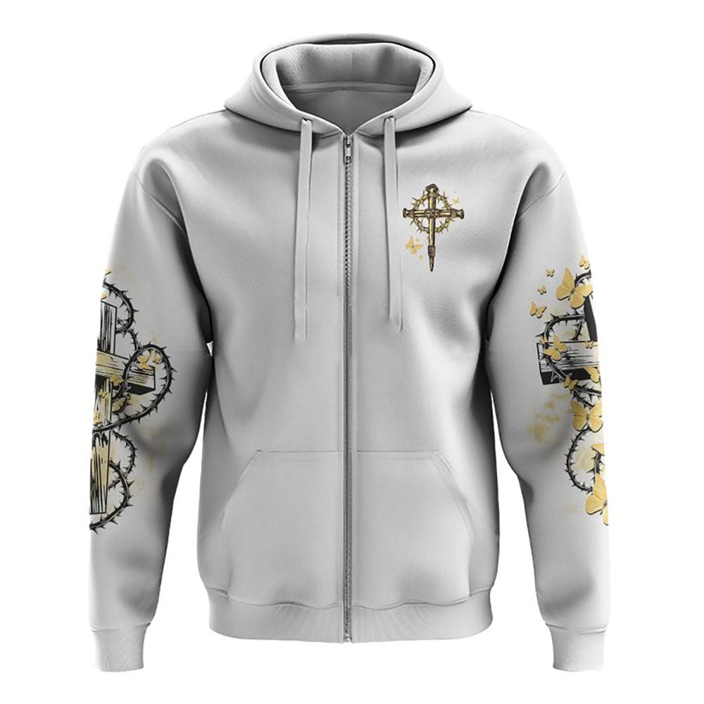 Faith Over Fear Cross All Over Print 3D Hoodie, Christian Hoodie, Christian Sweatshirt, Bible Verse Shirt