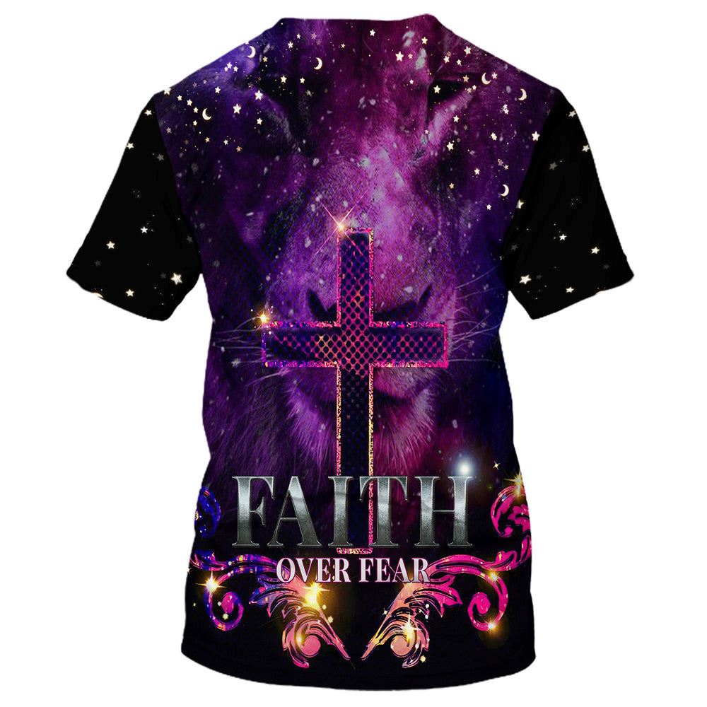 Faith Over Fear Cross All Over Print 3D T-Shirt, Gift For Christian, Jesus Shirt