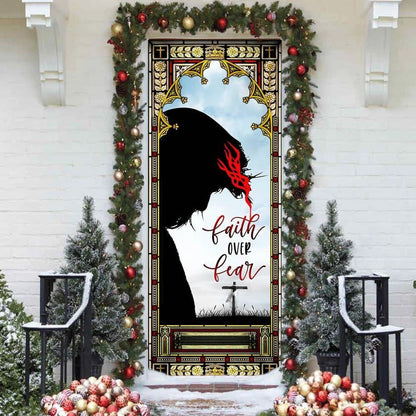 Faith Over Fear Door Cover, Christian Door Decor, Door Christian Church, Christian Door Plaques