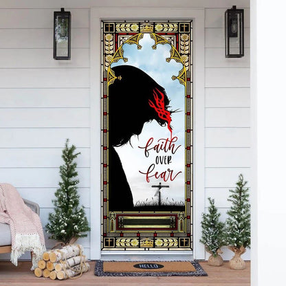 Faith Over Fear Door Cover, Christian Door Decor, Door Christian Church, Christian Door Plaques