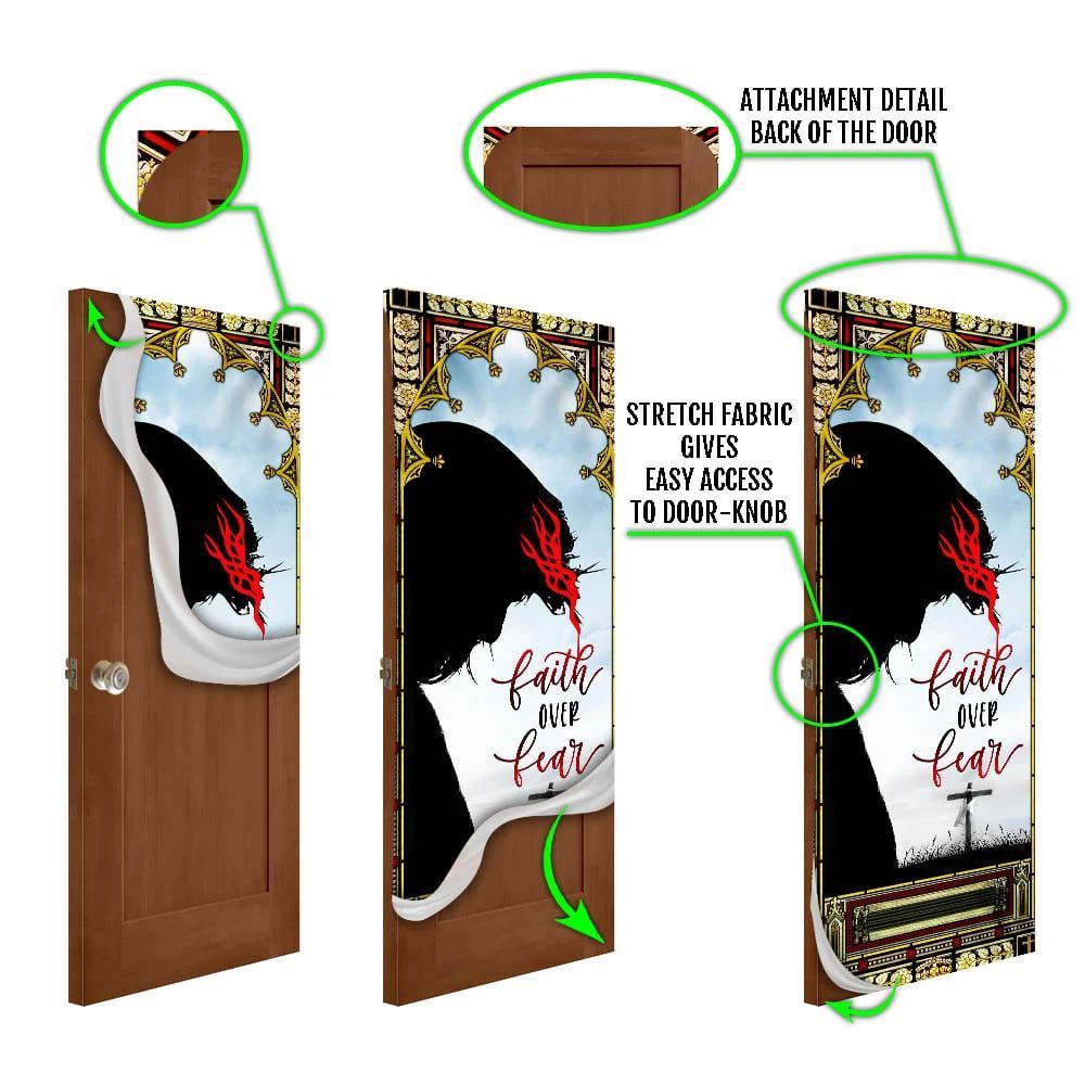 Faith Over Fear Door Cover, Christian Door Decor, Door Christian Church, Christian Door Plaques