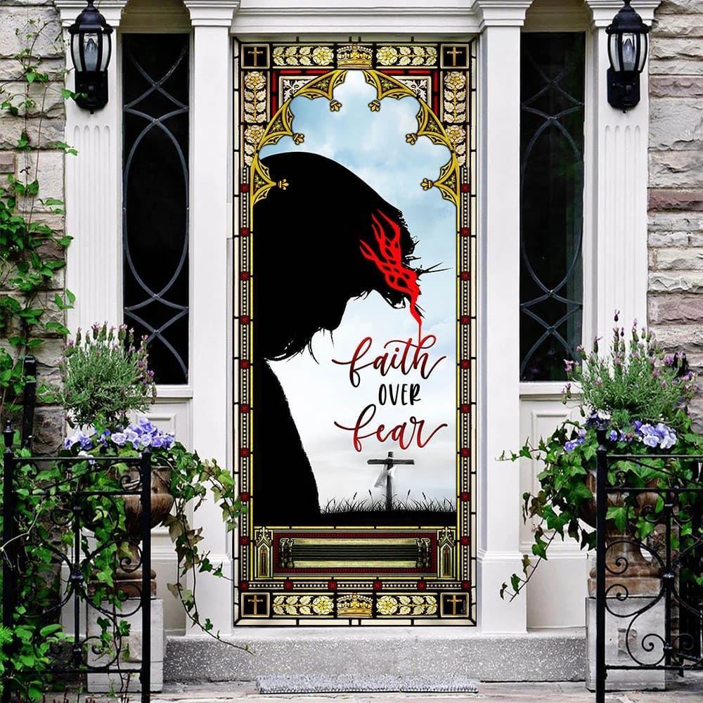Faith Over Fear Door Cover, Christian Door Decor, Door Christian Church, Christian Door Plaques