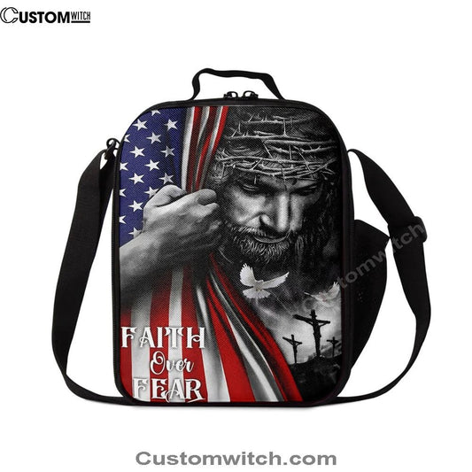 Faith Over Fear God Jesus Lunch Bag, Christian Lunch Bag, Religious Lunch Box For School, Picnic