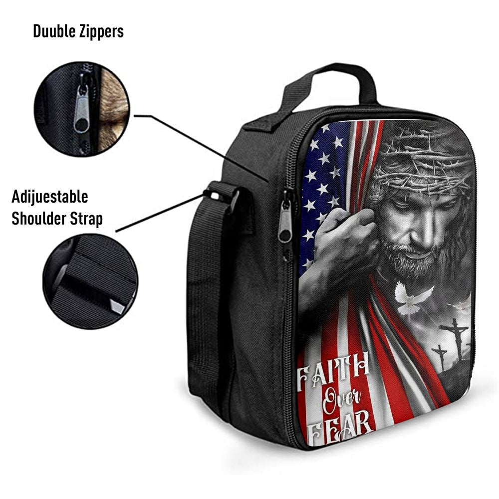Faith Over Fear God Jesus Lunch Bag, Christian Lunch Bag, Religious Lunch Box For School, Picnic
