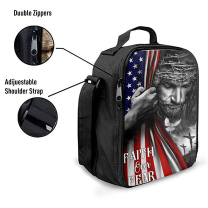 Faith Over Fear God Jesus Lunch Bag, Christian Lunch Bag, Religious Lunch Box For School, Picnic