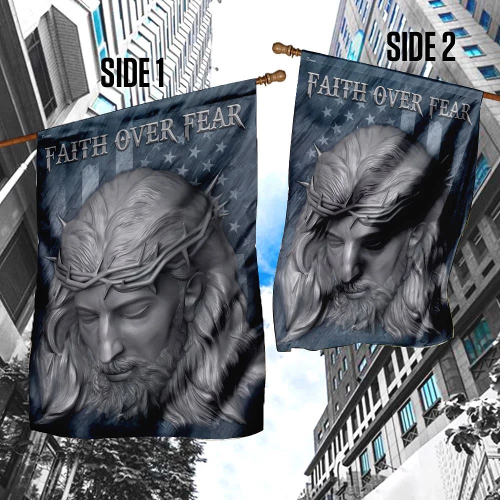 Faith Over Fear Jesus American U S Flag, Outdoor Christian House Flag, Christian Flag, Scripture Flag, Garden Banner