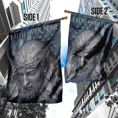 Faith Over Fear Jesus American U S Flag, Outdoor Christian House Flag, Christian Flag, Scripture Flag, Garden Banner