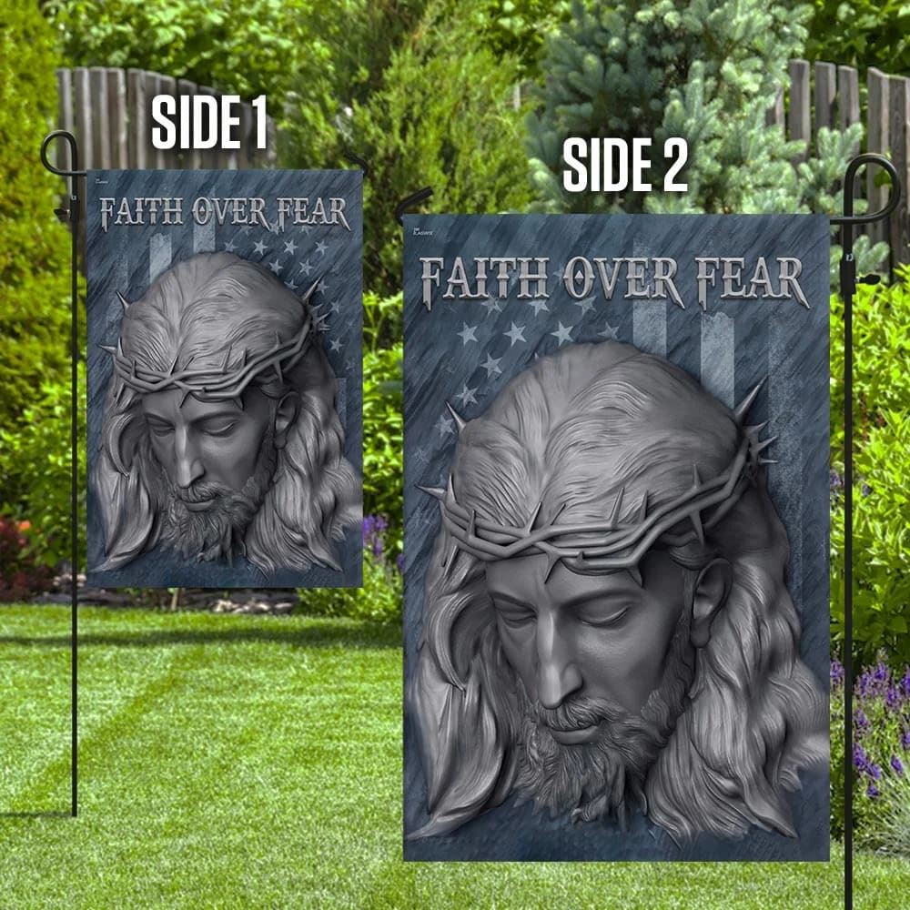 Faith Over Fear Jesus American U S Flag, Outdoor Christian House Flag, Christian Flag, Scripture Flag, Garden Banner