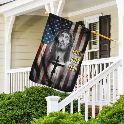 Faith Over Fear Jesus Christian House Flags, Christian Flag, Scripture Flag, Garden Banner