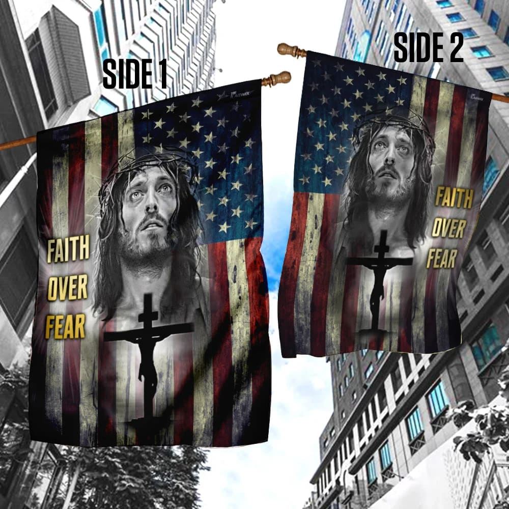 Faith Over Fear Jesus Christian House Flags, Christian Flag, Scripture Flag, Garden Banner