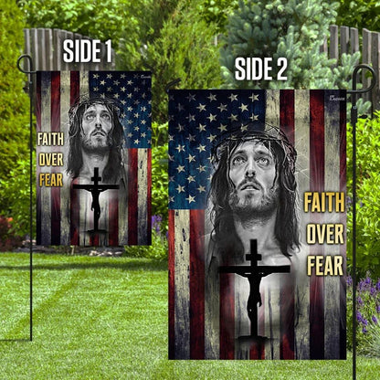 Faith Over Fear Jesus Christian House Flags, Christian Flag, Scripture Flag, Garden Banner