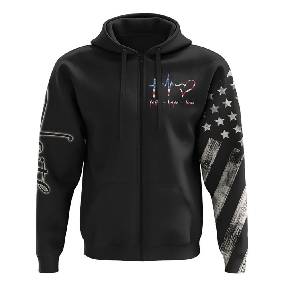 Faith Over Fear Jesus Crack Flag All Over Print 3D Hoodie, Christian Hoodie, Christian Sweatshirt, Bible Verse Shirt