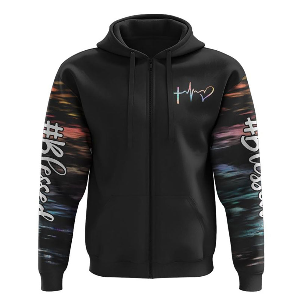 Faith Over Fear Jesus Cross Colorful Water All Over Print 3D Hoodie, Christian Hoodie, Christian Sweatshirt, Bible Verse Shirt