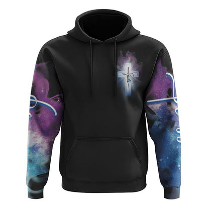 Faith Over Fear Jesus Galaxy Sky All Over Print 3D Hoodie, Christian Hoodie, Christian Sweatshirt, Bible Verse Shirt