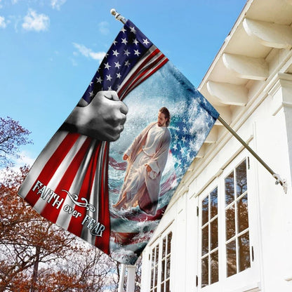 Faith Over Fear Jesus God House Flags, Christian Flag, Scripture Flag, Garden Banner