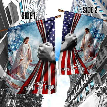 Faith Over Fear Jesus God House Flags, Christian Flag, Scripture Flag, Garden Banner