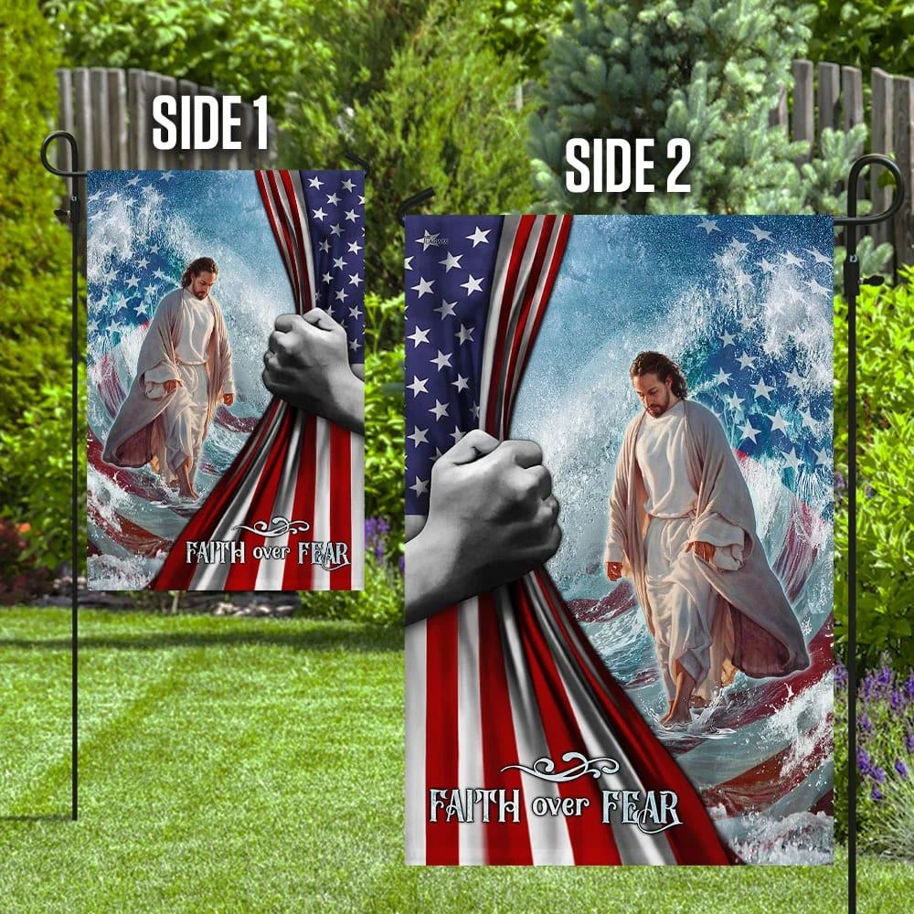 Faith Over Fear Jesus God House Flags, Christian Flag, Scripture Flag, Garden Banner