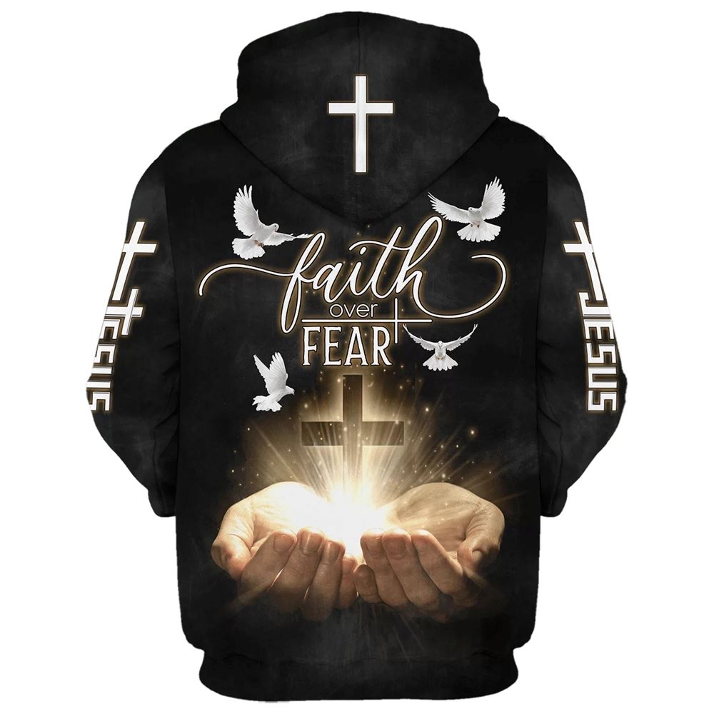 Faith Over Fear Jesus Gods Hand Christian Cross Hoodies Jesus Hoodie Men & Women, God 3D Printed Hoodie, Christian Apparel Hoodies