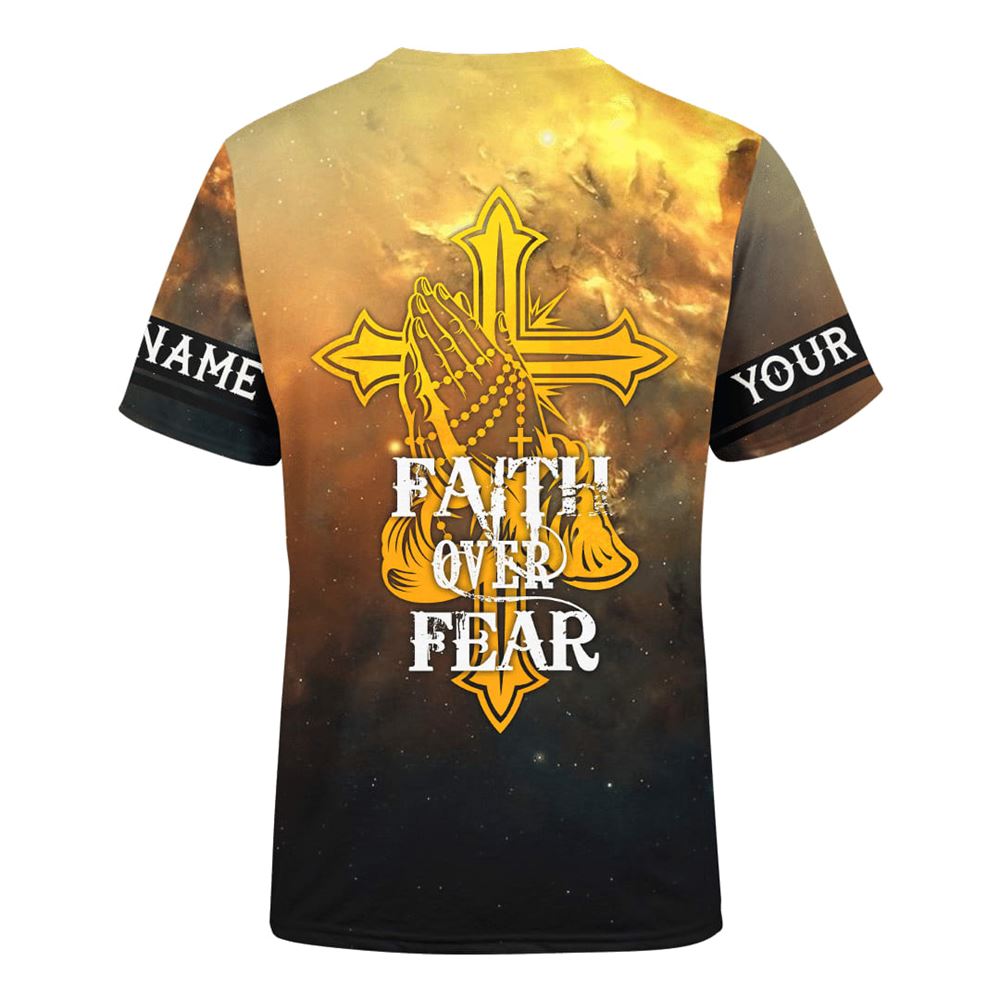 Faith Over Fear Jesus Skull Customized All Over Print 3D T-Shirt, Gift For Christian, Jesus Shirt