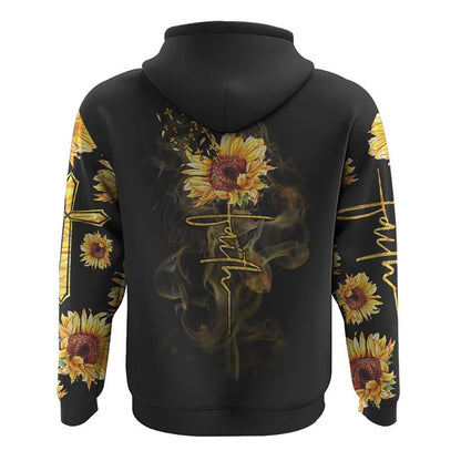 Faith Over Fear Sunflower All Over Print 3D Hoodie, Christian Hoodie, Christian Sweatshirt, Bible Verse Shirt