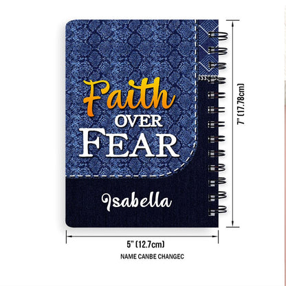 Faith Over Fear Sunflower Personalized Spiral Notebook, Christian Spiritual Gifts For Friends