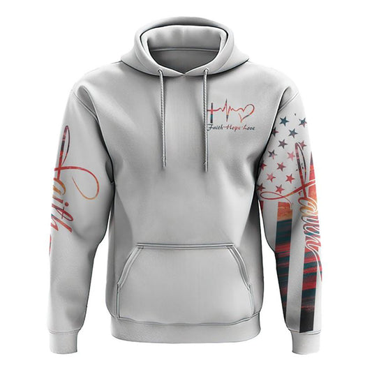 Faith Over Fear Sunset Beach Flag All Over Print 3D Hoodie, Christian Hoodie, Christian Sweatshirt, Bible Verse Shirt