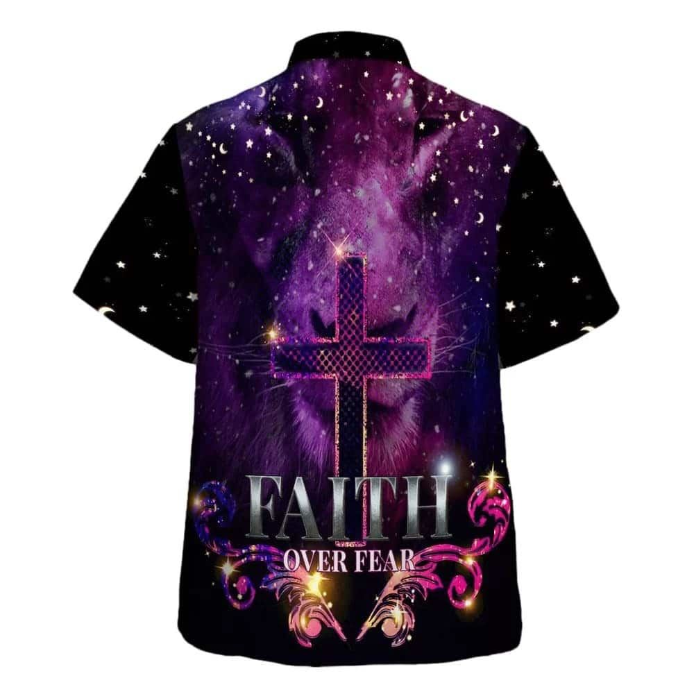 Faith Over Fear The Lion Cross Christian Faith For Friend Hawaiian Shirt For Men, Christian Hawaiian Shirt, Gift For Christian