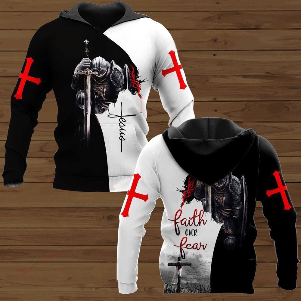 Faith Over Fear Warrior Of The Lord God 3D Hoodie For Man And Women, Jesus Printed 3D Hoodie