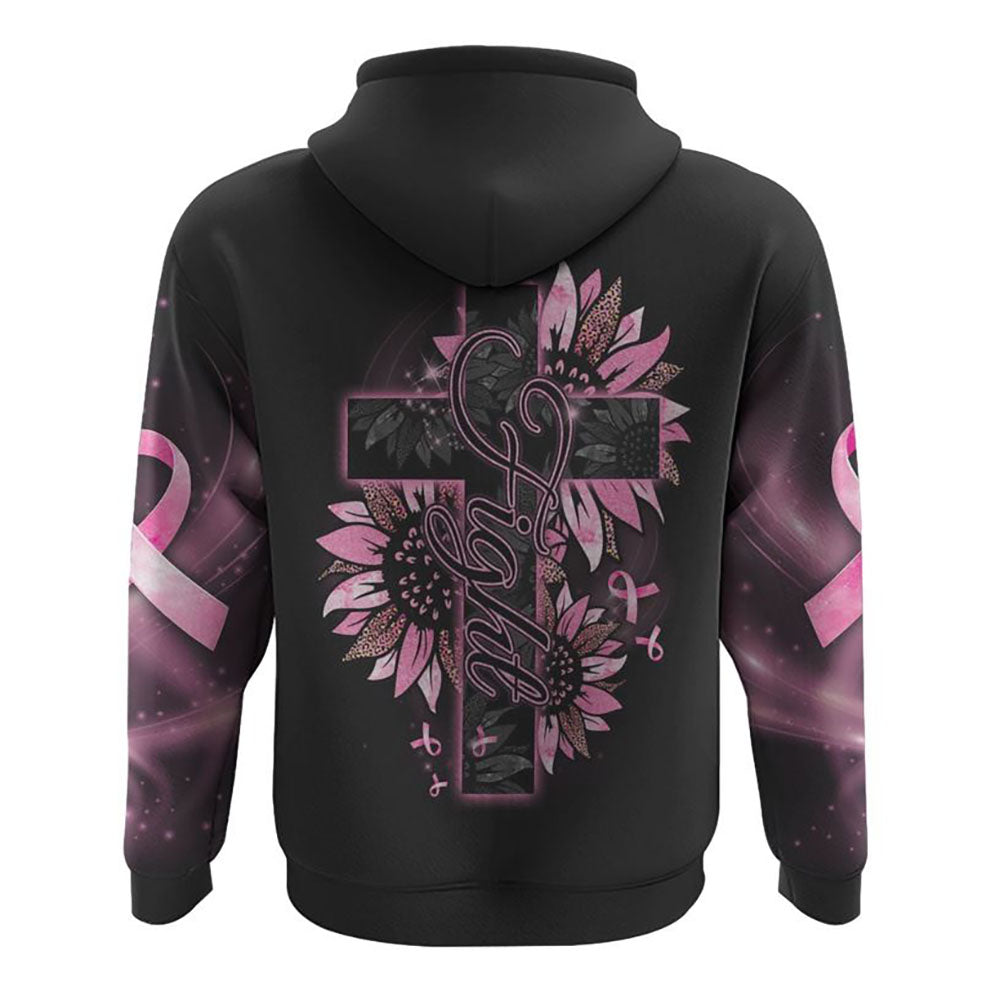 Faith Pink Sunflower Cross All Over Print 3D Hoodie, Christian Hoodie, Christian Sweatshirt, Bible Verse Shirt