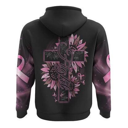 Faith Pink Sunflower Cross All Over Print 3D Hoodie, Christian Hoodie, Christian Sweatshirt, Bible Verse Shirt