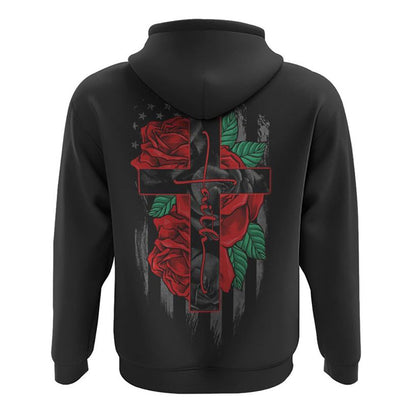 Faith Red Rose Flag All Over Print 3D Hoodie, Christian Hoodie, Christian Sweatshirt, Bible Verse Shirt