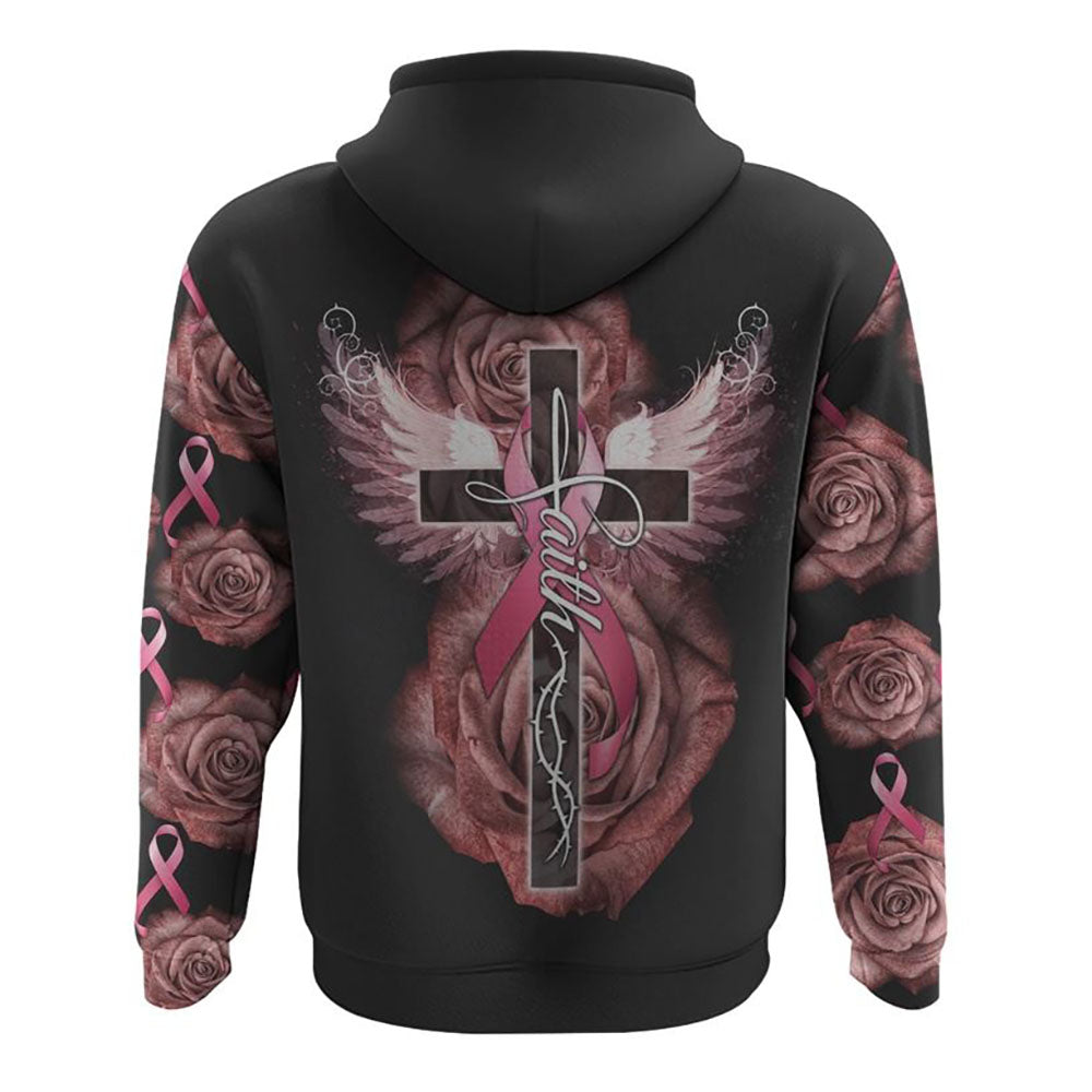 Faith Rose Cross Ribbon Wings All Over Print 3D Hoodie, Christian Hoodie, Christian Sweatshirt, Bible Verse Shirt