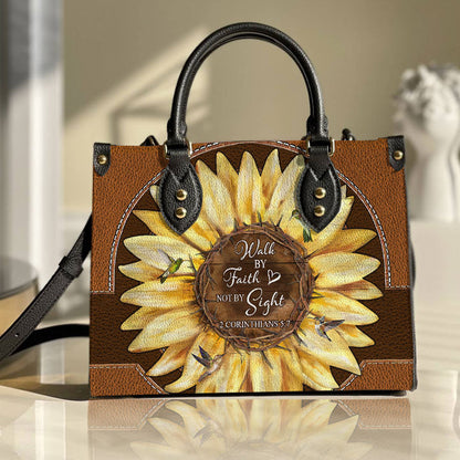 Faith Sun Flower Leather Bag, Women's Pu Leather Bag, Gift For Grandmothers