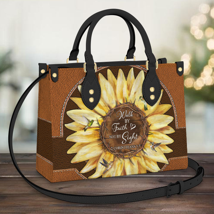 Faith Sun Flower Leather Bag, Women's Pu Leather Bag, Gift For Grandmothers