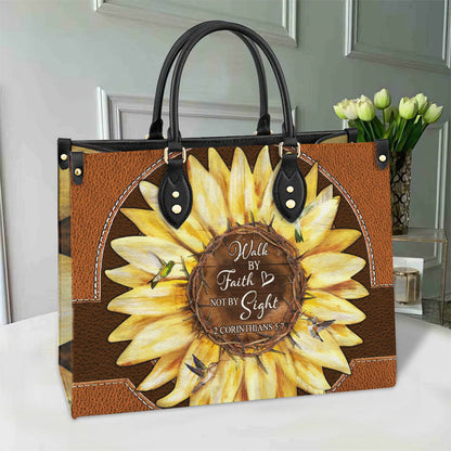 Faith Sun Flower Leather Bag, Women's Pu Leather Bag, Gift For Grandmothers