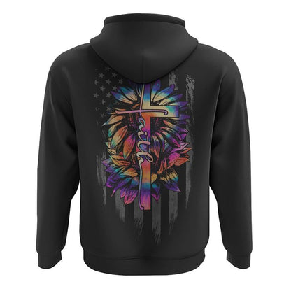 Faith Sunflower Flag New Tie Dye All Over Print 3D Hoodie, Christian Hoodie, Christian Sweatshirt, Bible Verse Shirt