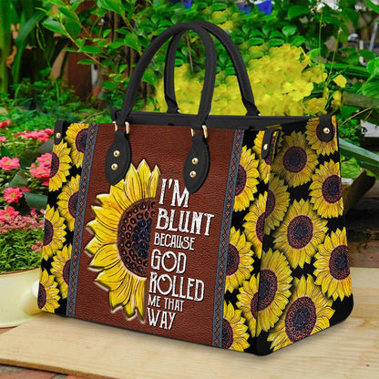 Faith Sunflower Funny Leather Bag, Women's Pu Leather Bag, Gift For Grandmothers