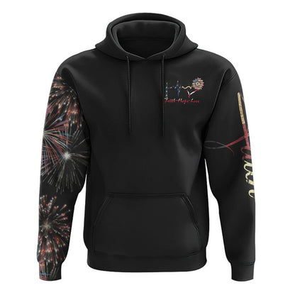 Faith Sunflower Independence Day All Over Print 3D Hoodie, Christian Hoodie, Christian Sweatshirt, Bible Verse Shirt